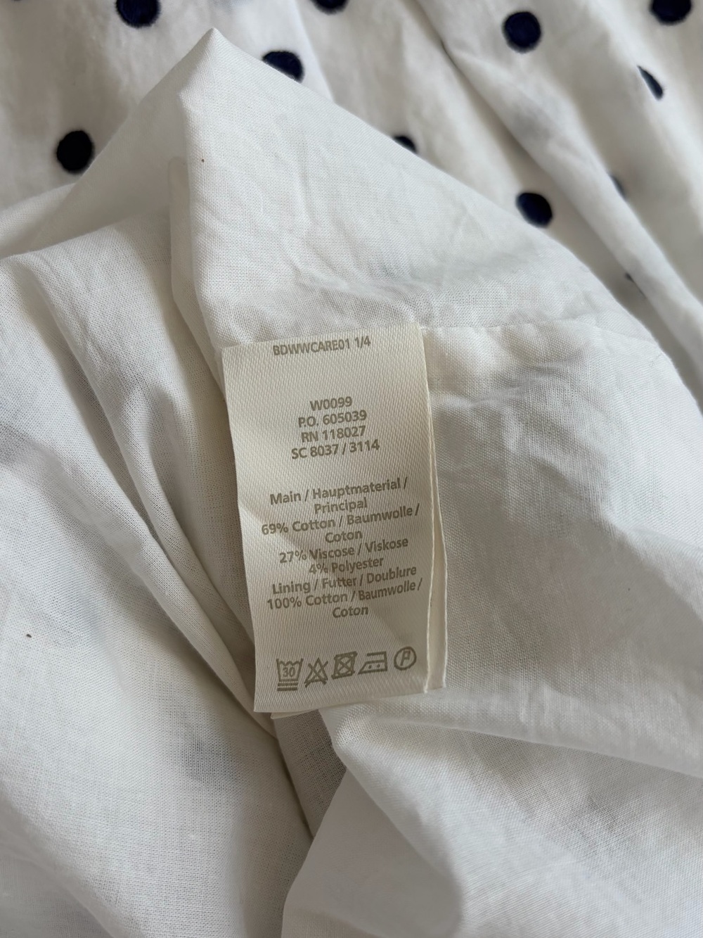 BODEN Kimberly Embroidered White with Navy Polka Dots Dress UK 10R / US 6R - Picture 9 of 13